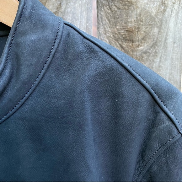 Thursday Mens Leather Racer Jacket Matte Black - Picture 4 of 15